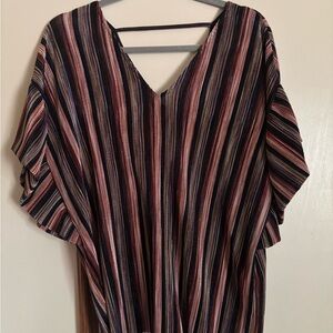 Anthro Striped Multicolor Metallic  V-Neck Top